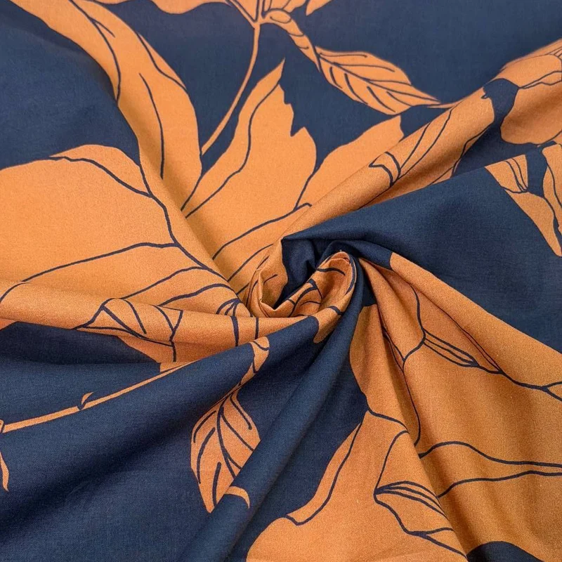 No. 2110 Poplin Navy Blätter MM