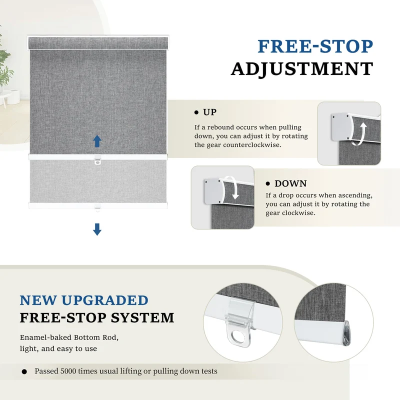 Cordless | Blackout | Cassette | Free-Stop | Roller Shades | Customizable