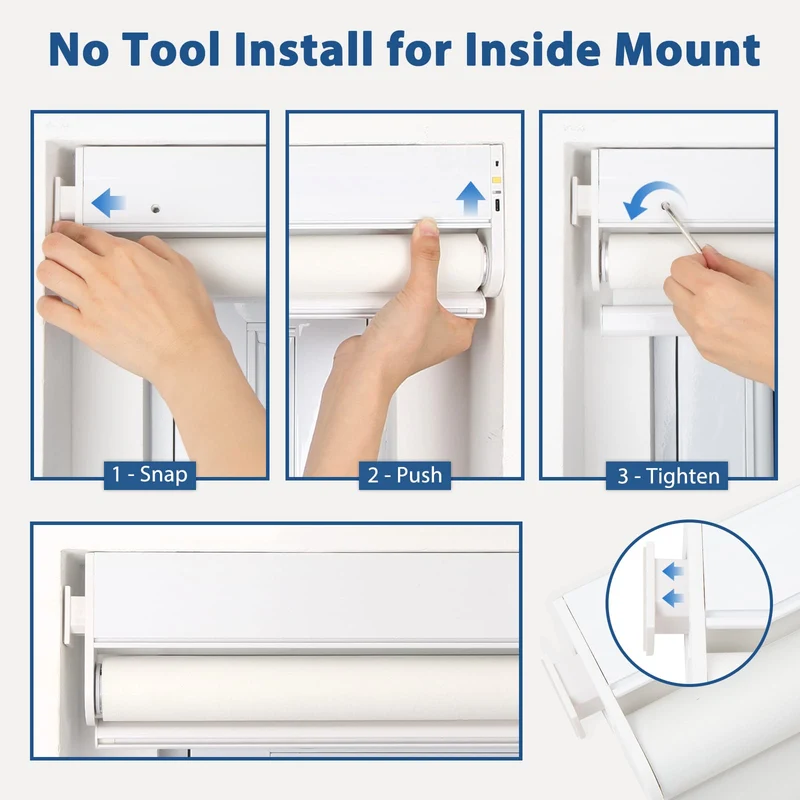 No-Drill | Motorized | Blackout | Rechargeable | Roller Shades | Customizable