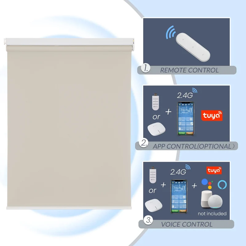 No-Drill | Motorized | Blackout | Rechargeable | Roller Shades | Customizable