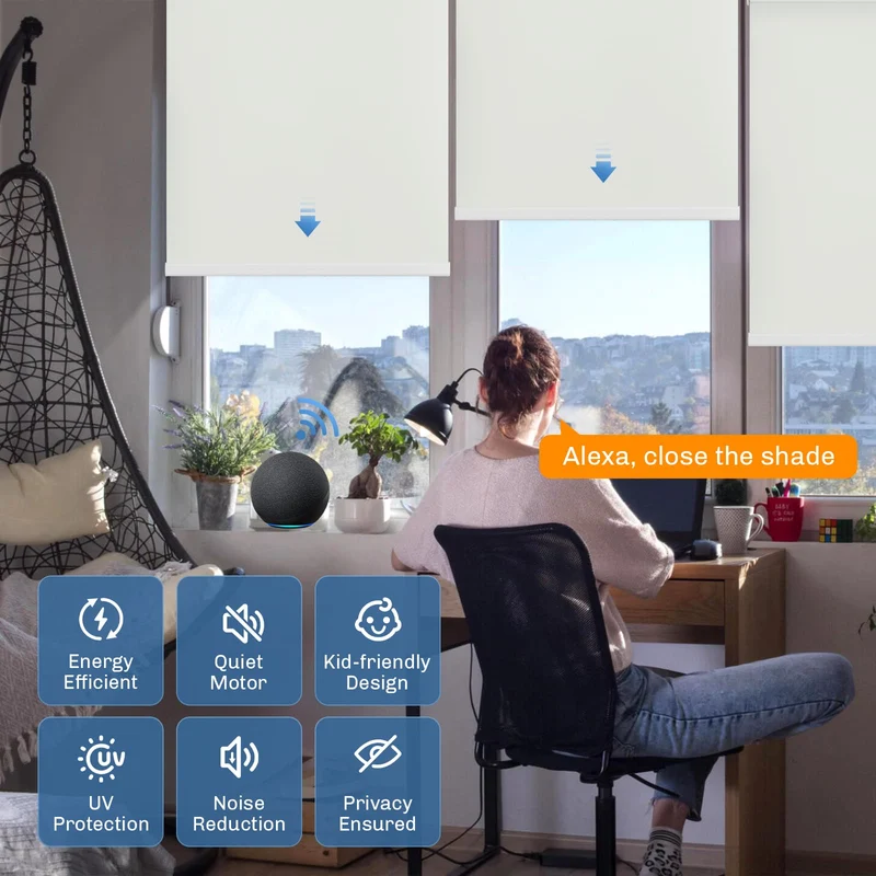 No-Drill | Motorized | Blackout | Rechargeable | Roller Shades | Customizable