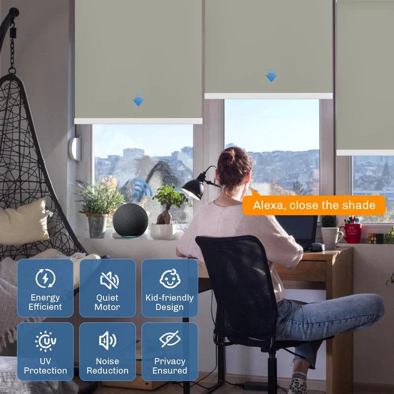 No-Drill | Motorized | Blackout | Rechargeable | Roller Shades | Customizable