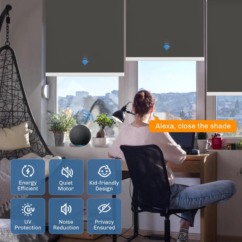 No-Drill | Motorized | Blackout | Rechargeable | Roller Shades | Customizable