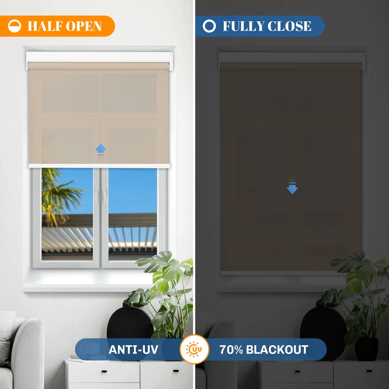 No-Drill | Motorized | Light Filtering | Rechargeable | Roller Shades | Customizable