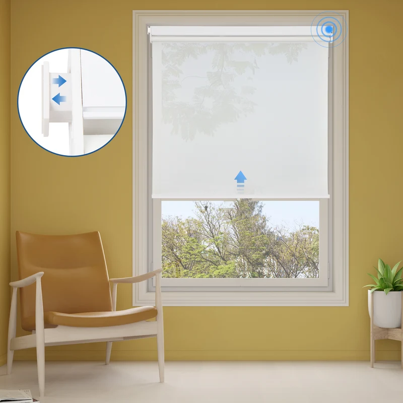 No-Drill | Motorized | Light Filtering | Rechargeable | Roller Shades | Customizable