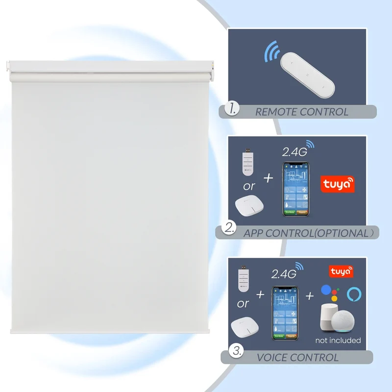 No-Drill | Motorized | Light Filtering | Rechargeable | Roller Shades | Customizable