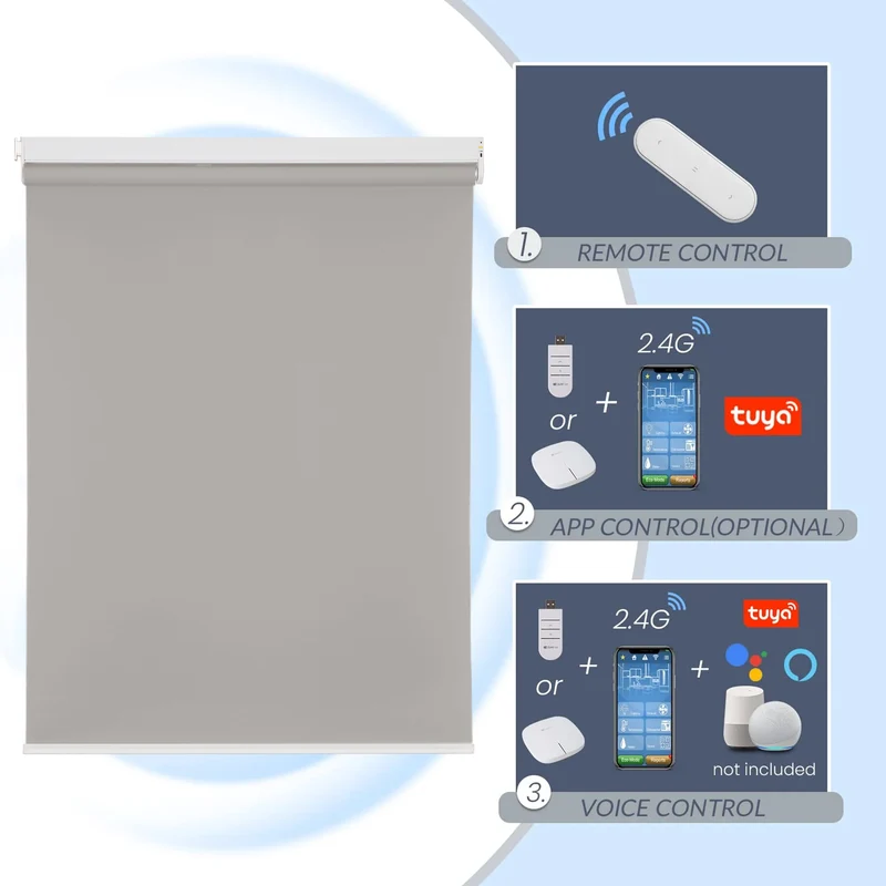 No-Drill | Motorized | Light Filtering | Rechargeable | Roller Shades | Customizable