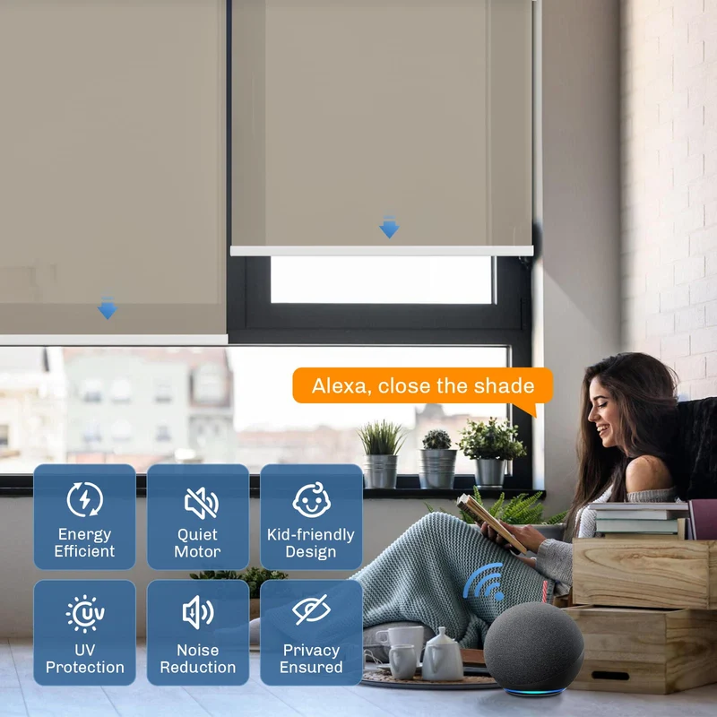 No-Drill | Motorized | Light Filtering | Rechargeable | Roller Shades | Customizable