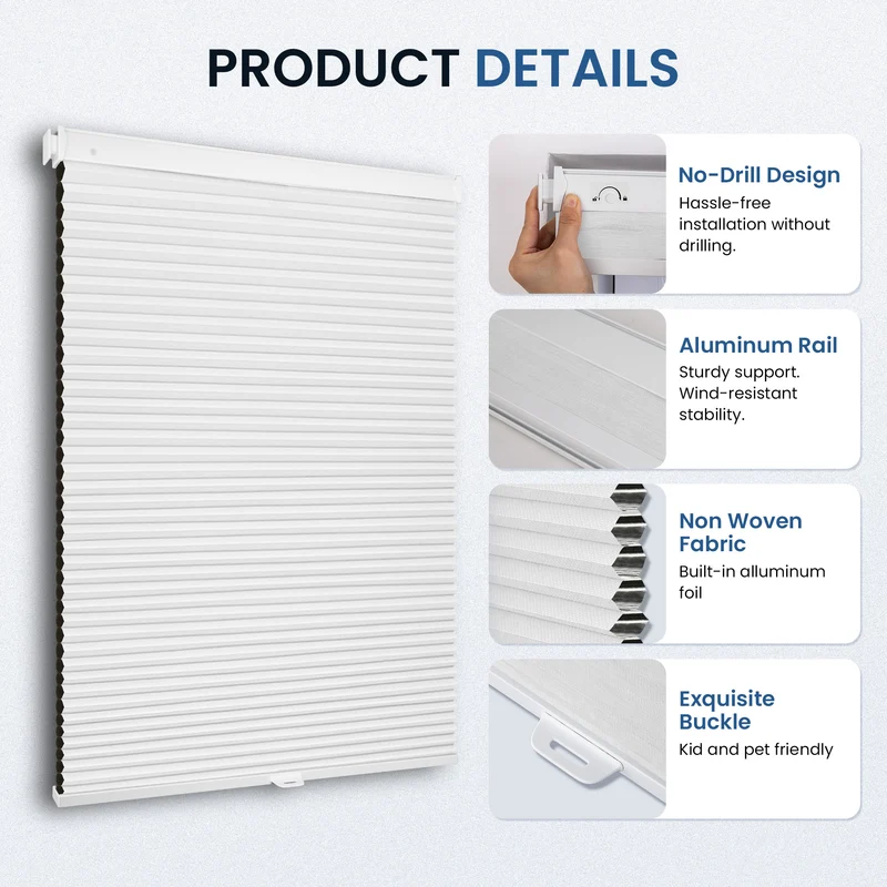 No-Drill | Cordless | Blackout | Free-Stop | Cellular Shades | Customizable