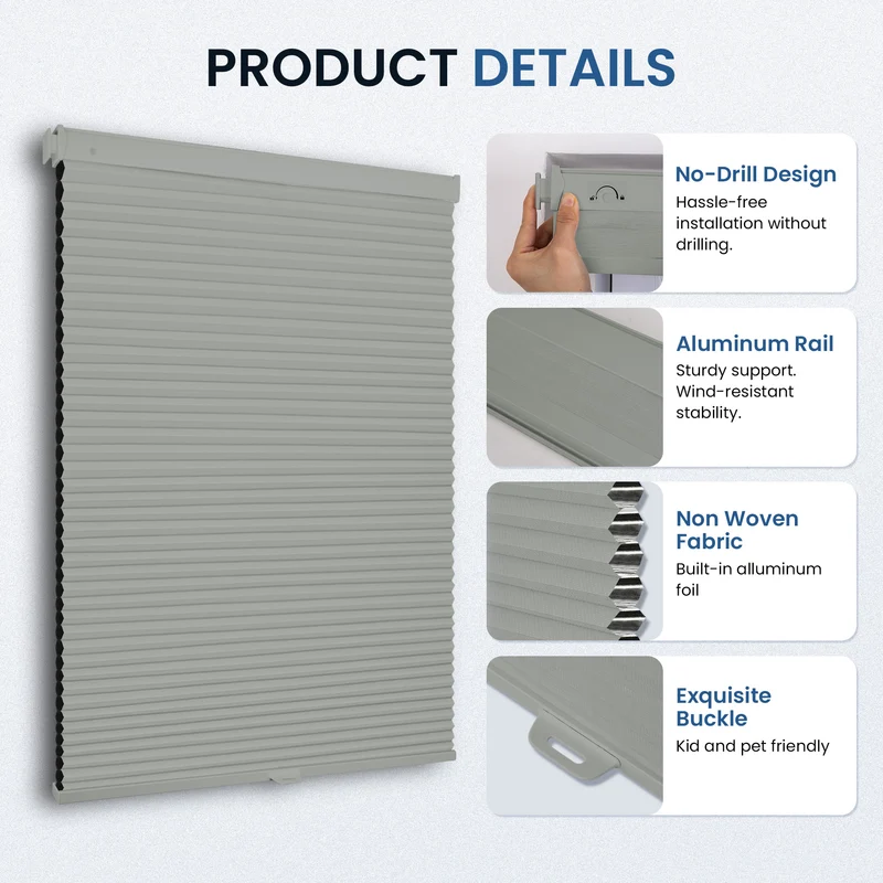 No-Drill | Cordless | Blackout | Free-Stop | Cellular Shades | Customizable