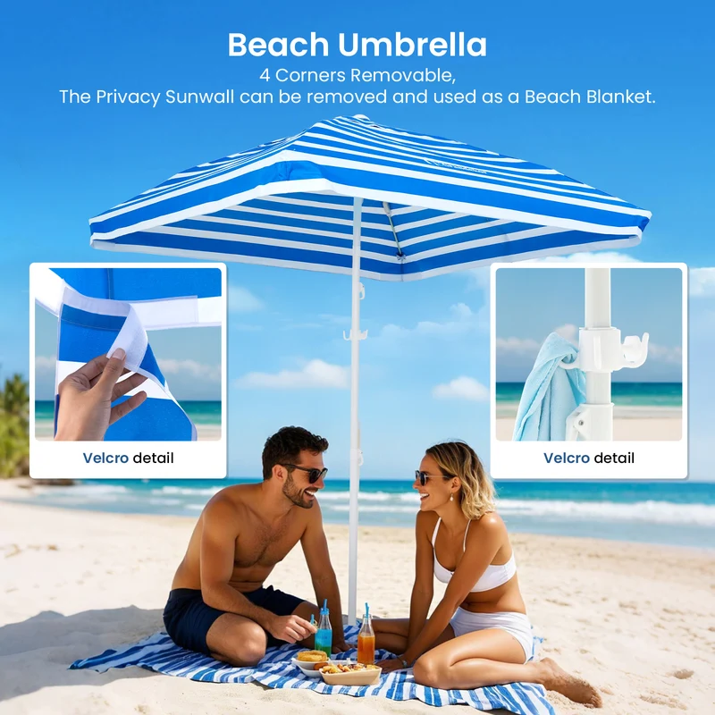 6ft | Detachable Sidewall | With Carry Bag | Beach Cabana Tent