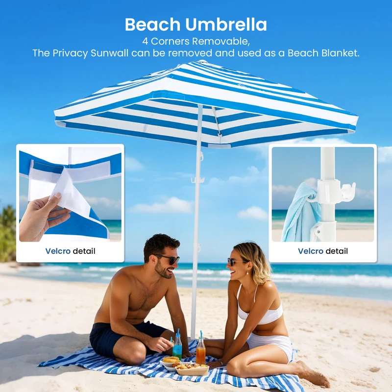 6ft | Detachable Sidewall | With Carry Bag | Beach Cabana Tent