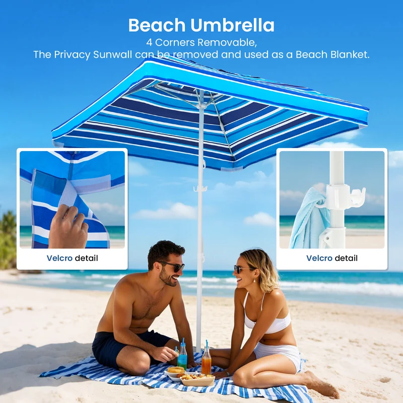 6ft | Detachable Sidewall | With Carry Bag | Beach Cabana Tent