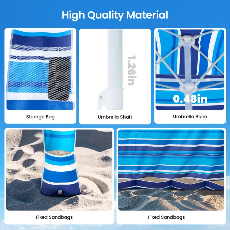 6ft | Detachable Sidewall | With Carry Bag | Beach Cabana Tent