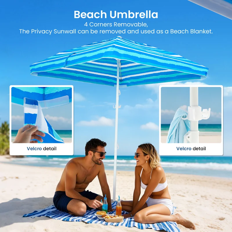 6ft | Detachable Sidewall | With Carry Bag | Beach Cabana Tent