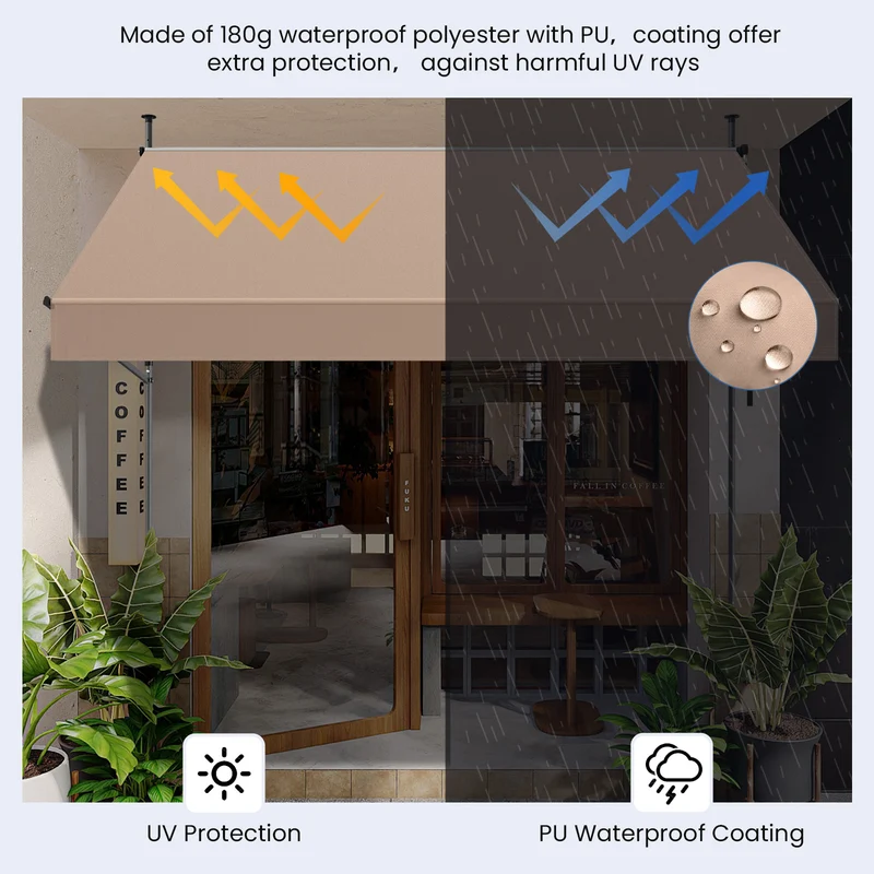 No Drilling | Retractable | Awning | Outdoor Sun Shade