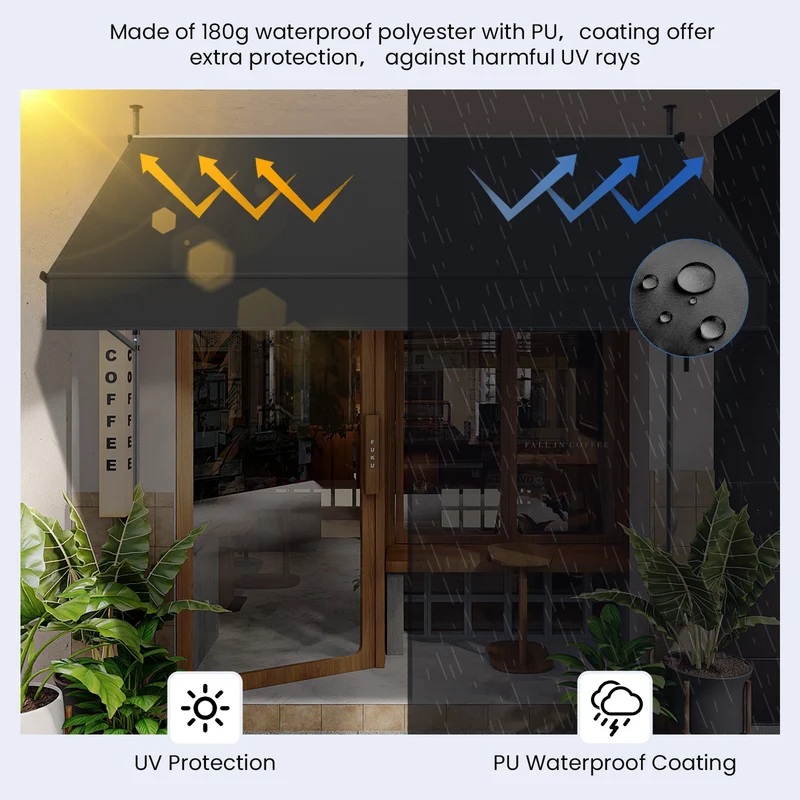 No Drilling | Retractable | Awning | Outdoor Sun Shade