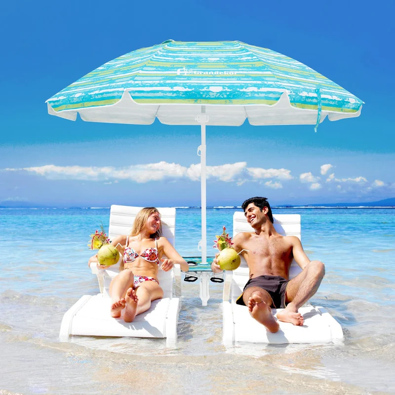 7ft | Built-in Table Tray & Hook | Beach Umbrella