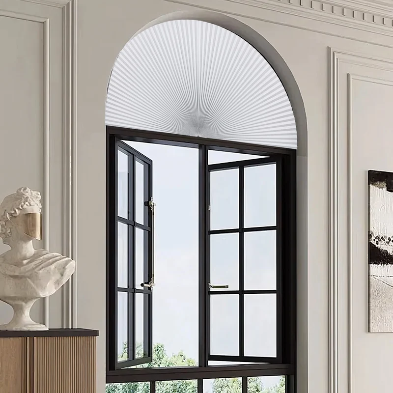 Blackout | Trim-to-Fit | Peel and Stick | Arch Cellular Shades | White