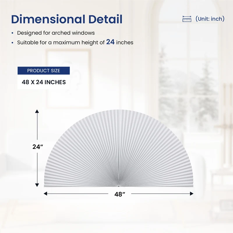 Blackout | Trim-to-Fit | Peel and Stick | Arch Cellular Shades | White
