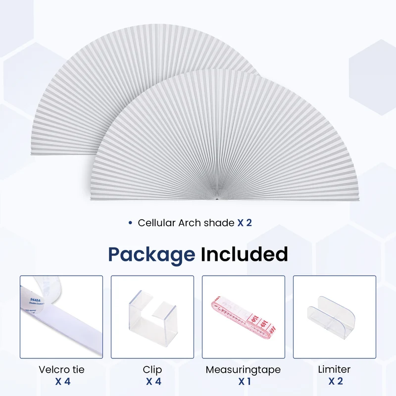 Blackout | Trim-to-Fit | Peel and Stick | Arch Cellular Shades | White