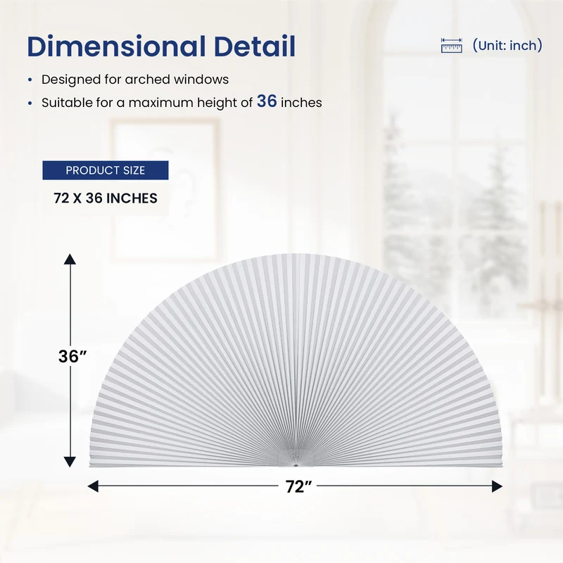 Blackout | Trim-to-Fit | Peel and Stick | Arch Cellular Shades | White