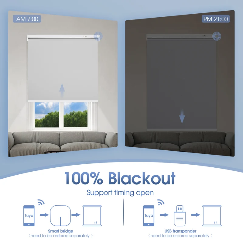 Motorized | Blackout | Rechargeable | Roller Shades | Pre-Sized