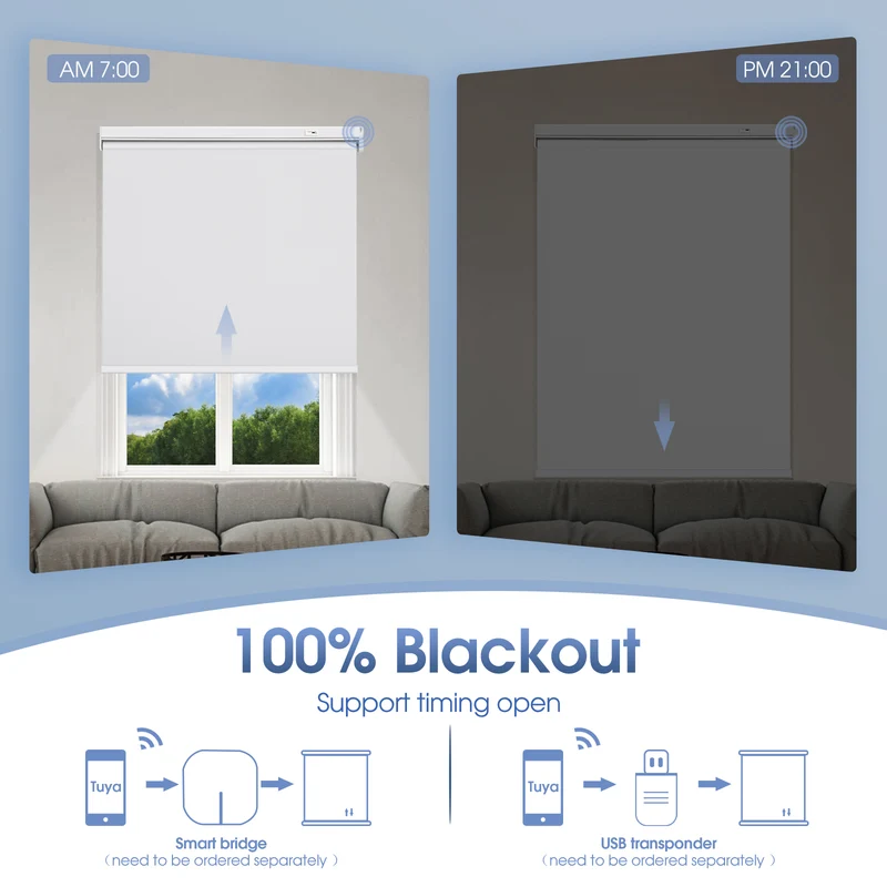 Motorized | Blackout | Rechargeable | Roller Shades | Pre-Sized