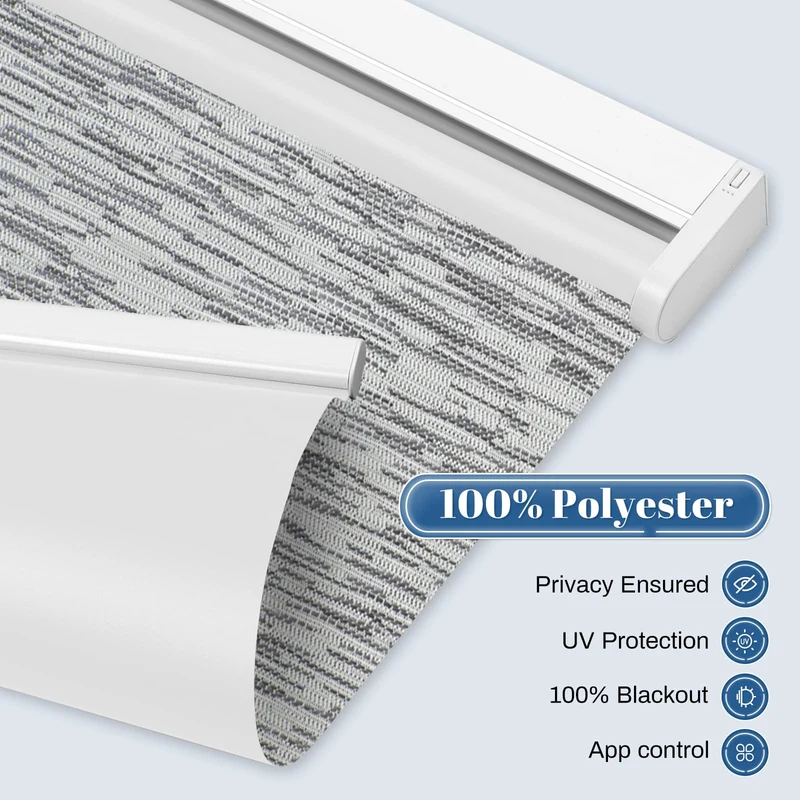 Motorized | Blackout | Rechargeable | Roller Shades | Textured Fabric | Customizable