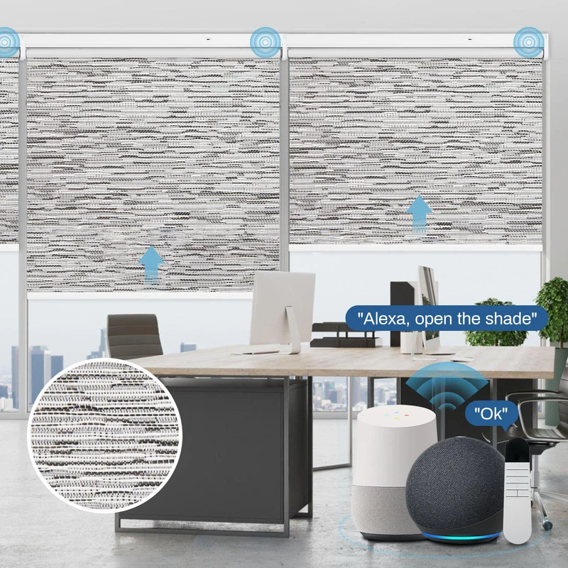 Motorized | Blackout | Rechargeable | Roller Shades | Textured Fabric | Customizable