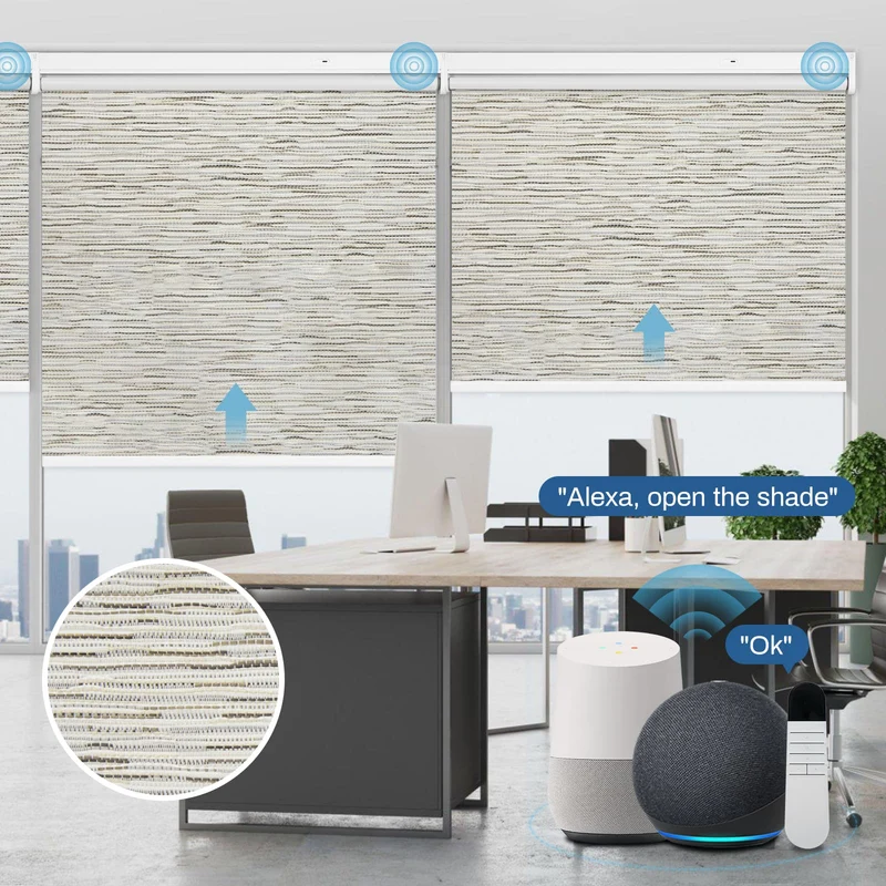 Motorized | Blackout | Rechargeable | Roller Shades | Textured Fabric | Customizable