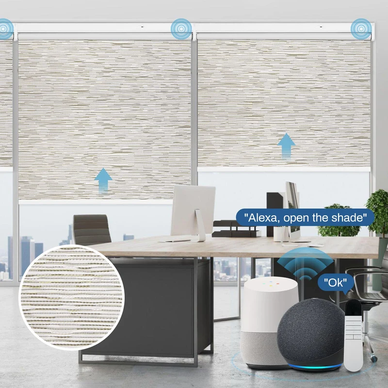 Motorized | Blackout | Rechargeable | Roller Shades | Textured Fabric | Customizable