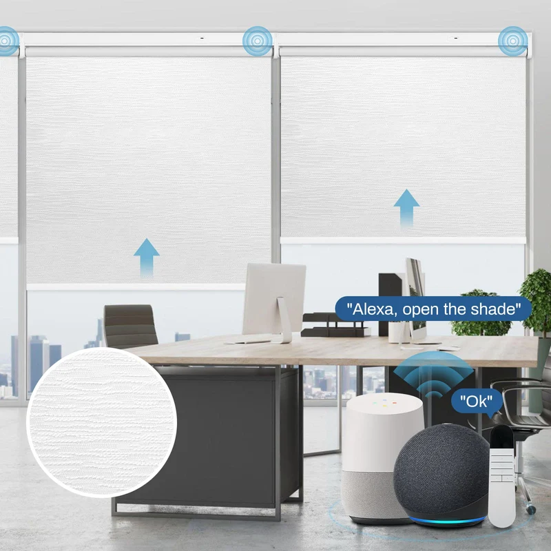 Motorized | Blackout | Rechargeable | Roller Shades | Textured Fabric | Customizable