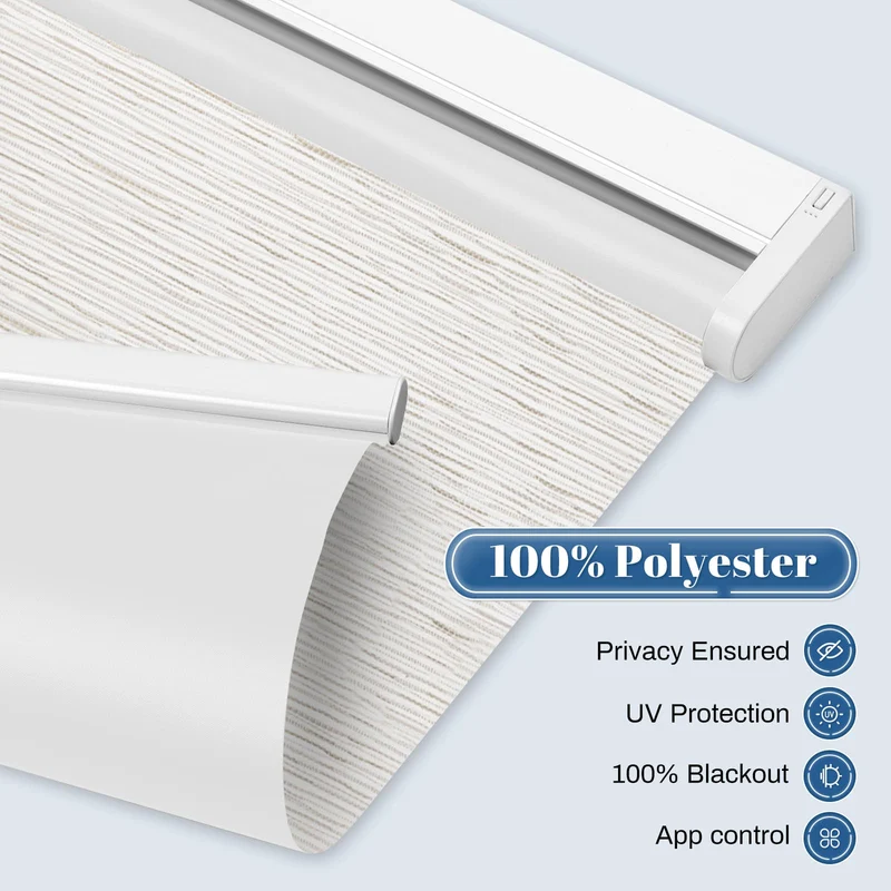 Motorized | Blackout | Rechargeable | Roller Shades | Textured Fabric | Customizable