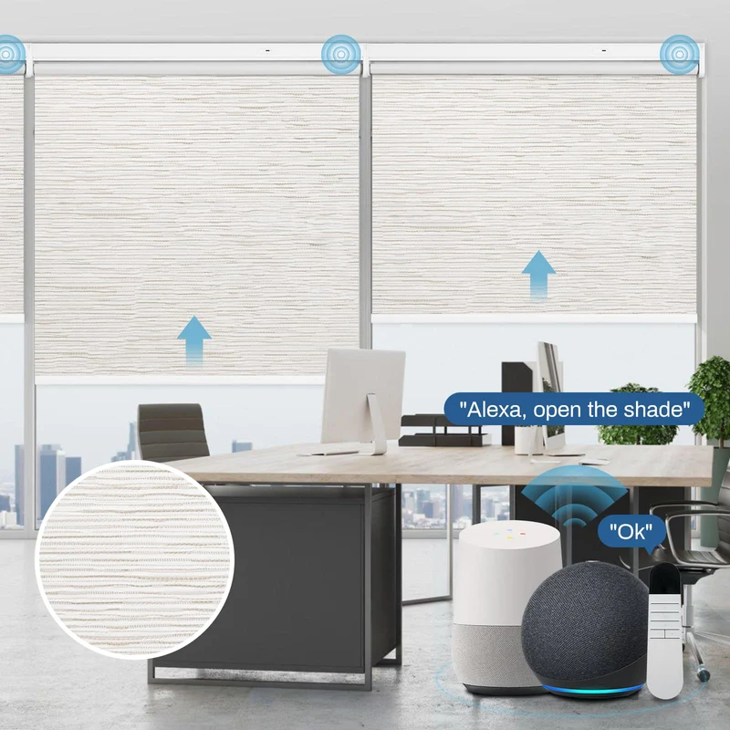Motorized | Blackout | Rechargeable | Roller Shades | Textured Fabric | Customizable