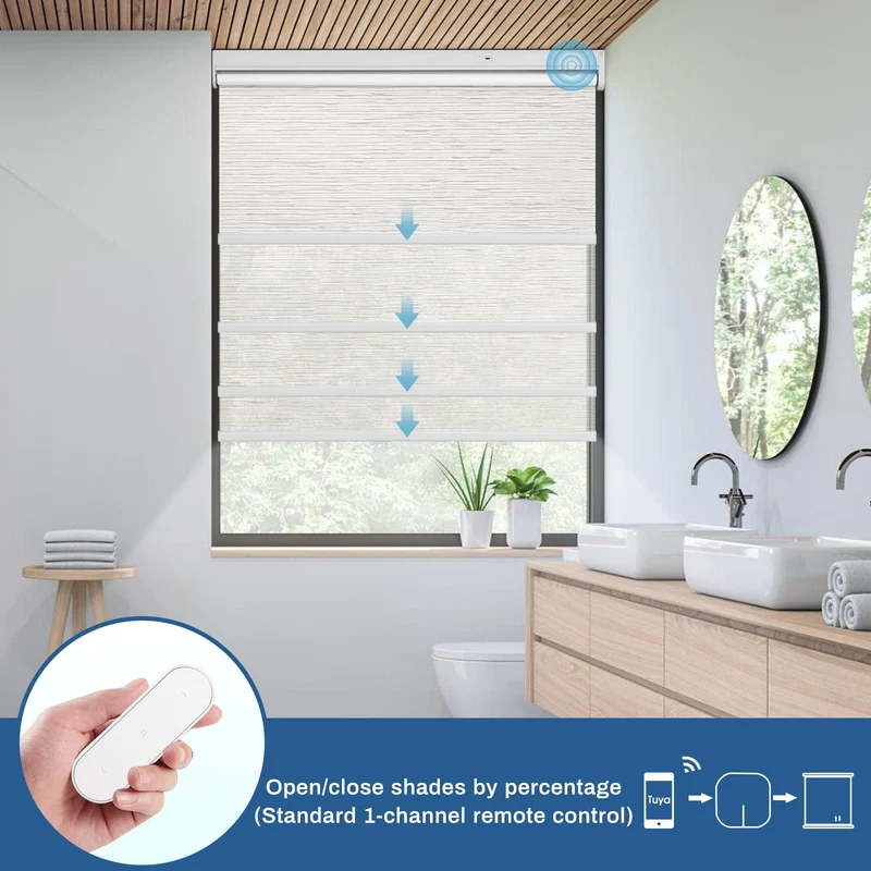 Motorized | Blackout | Rechargeable | Roller Shades | Textured Fabric | Customizable