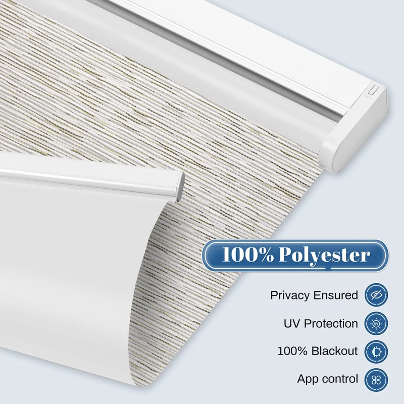 Motorized | Blackout | Rechargeable | Roller Shades | Textured Fabric | Customizable