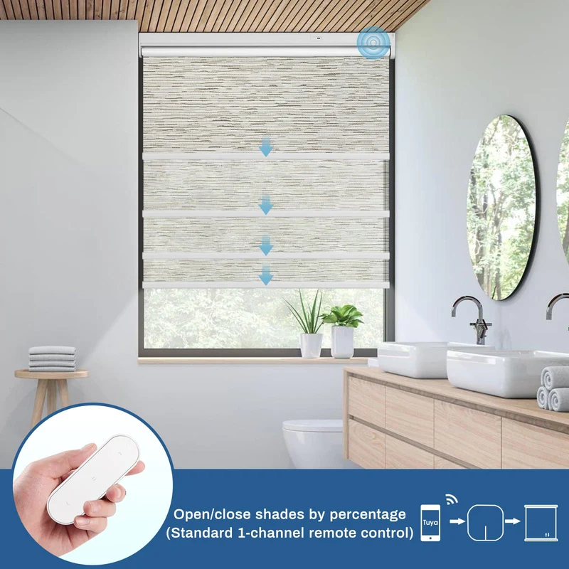 Motorized | Blackout | Rechargeable | Roller Shades | Textured Fabric | Customizable