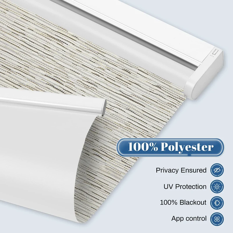 Motorized | Blackout | Rechargeable | Roller Shades | Textured Fabric | Customizable