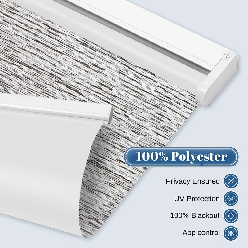 Motorized | Blackout | Rechargeable | Roller Shades | Textured Fabric | Customizable