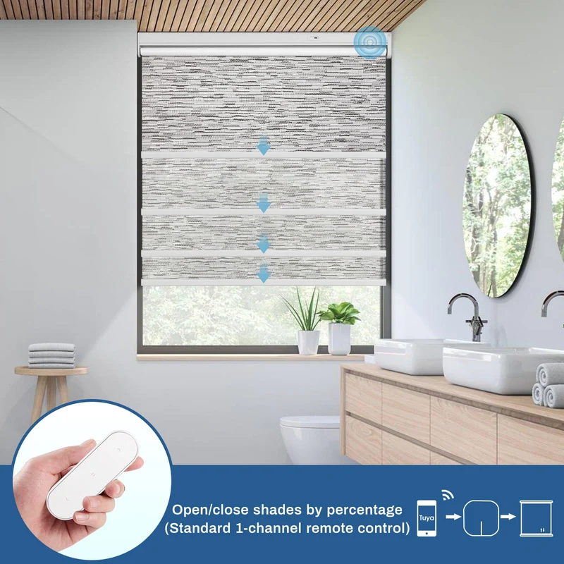 Motorized | Blackout | Rechargeable | Roller Shades | Textured Fabric | Customizable