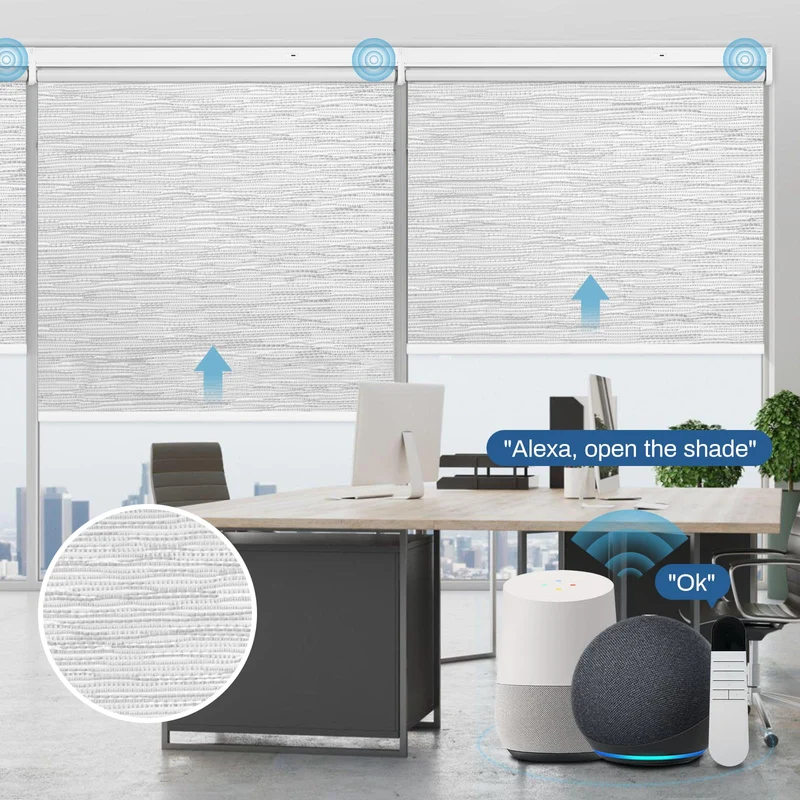 Motorized | Blackout | Rechargeable | Roller Shades | Textured Fabric | Customizable