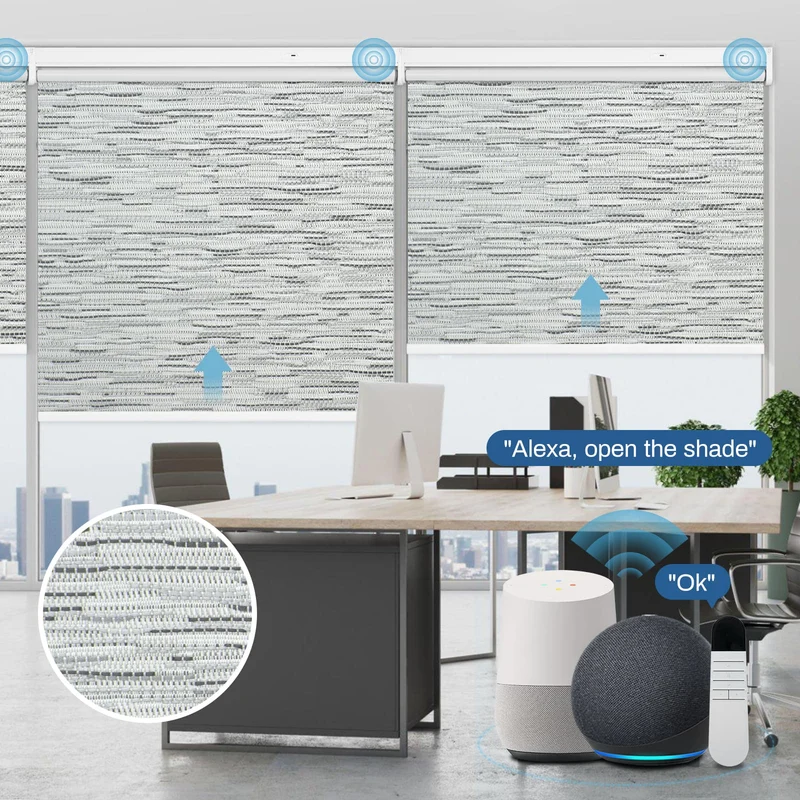 Motorized | Blackout | Rechargeable | Roller Shades | Textured Fabric | Customizable