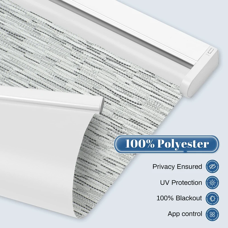 Motorized | Blackout | Rechargeable | Roller Shades | Textured Fabric | Customizable