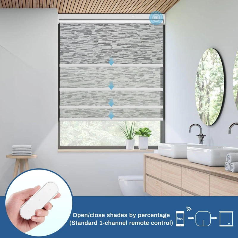 Motorized | Blackout | Rechargeable | Roller Shades | Textured Fabric | Customizable