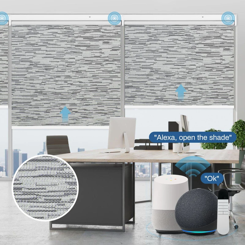 Motorized | Blackout | Rechargeable | Roller Shades | Textured Fabric | Customizable