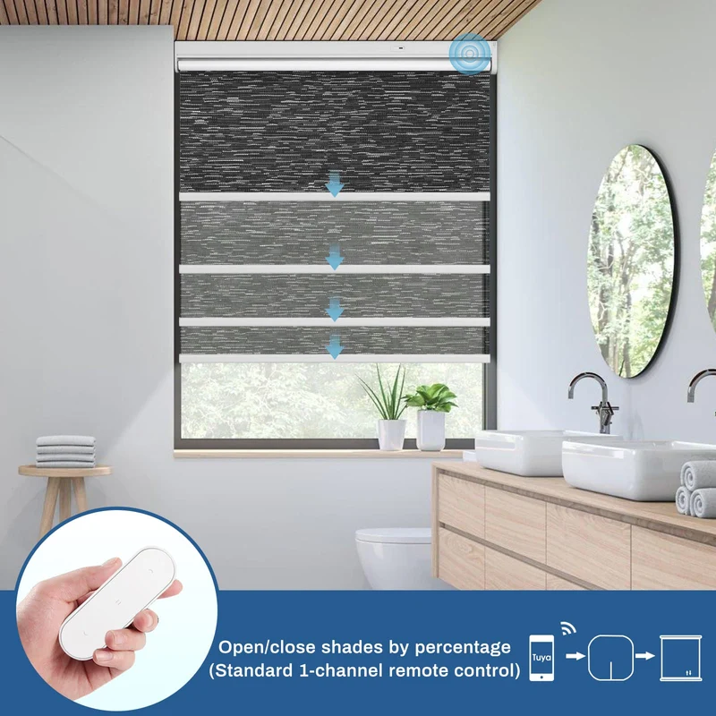 Motorized | Blackout | Rechargeable | Roller Shades | Textured Fabric | Customizable