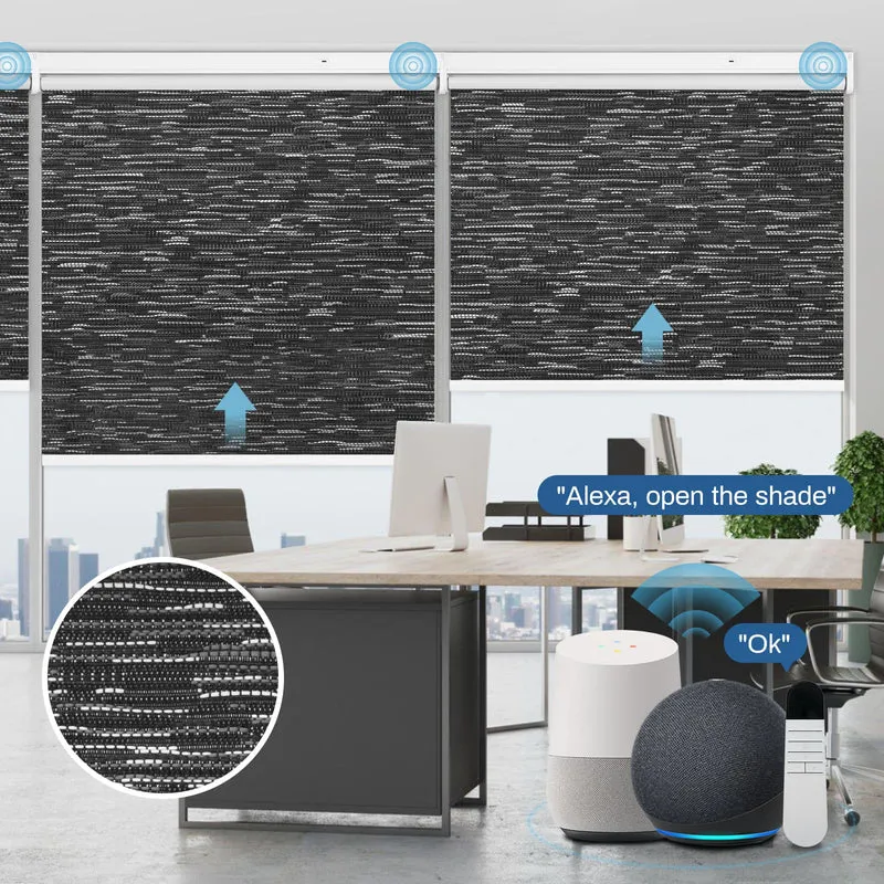 Motorized | Blackout | Rechargeable | Roller Shades | Textured Fabric | Customizable