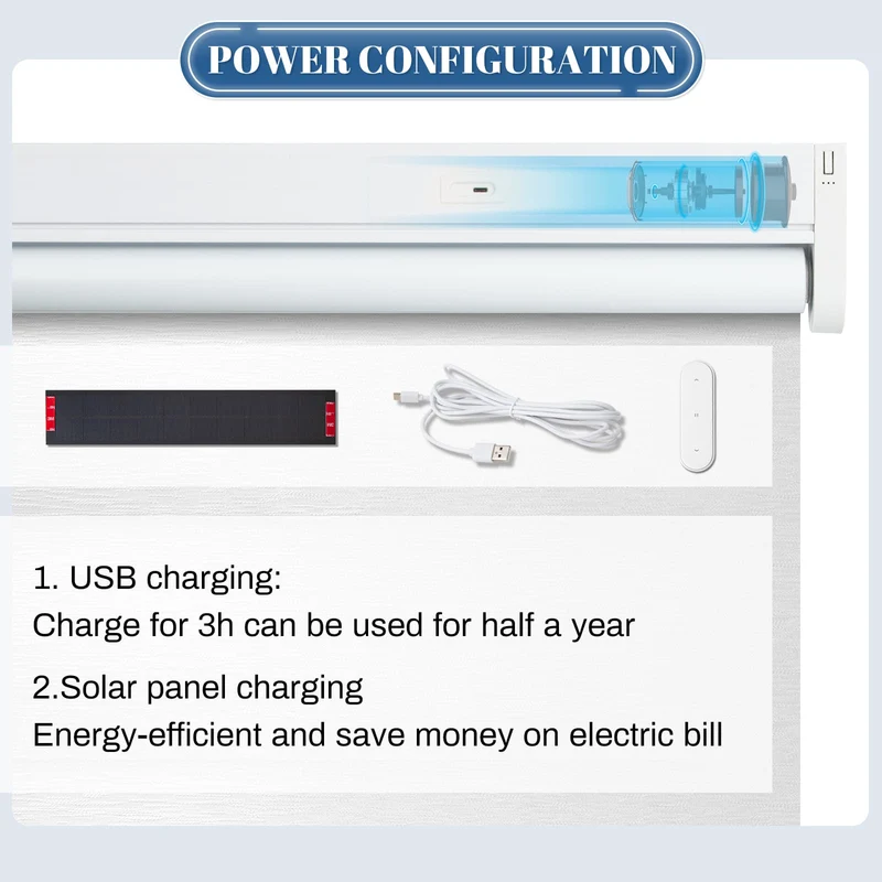 Motorized | Blackout | Rechargeable | Roller Shades | Textured Fabric | Customizable