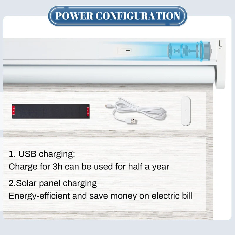 Motorized | Blackout | Rechargeable | Roller Shades | Textured Fabric | Customizable